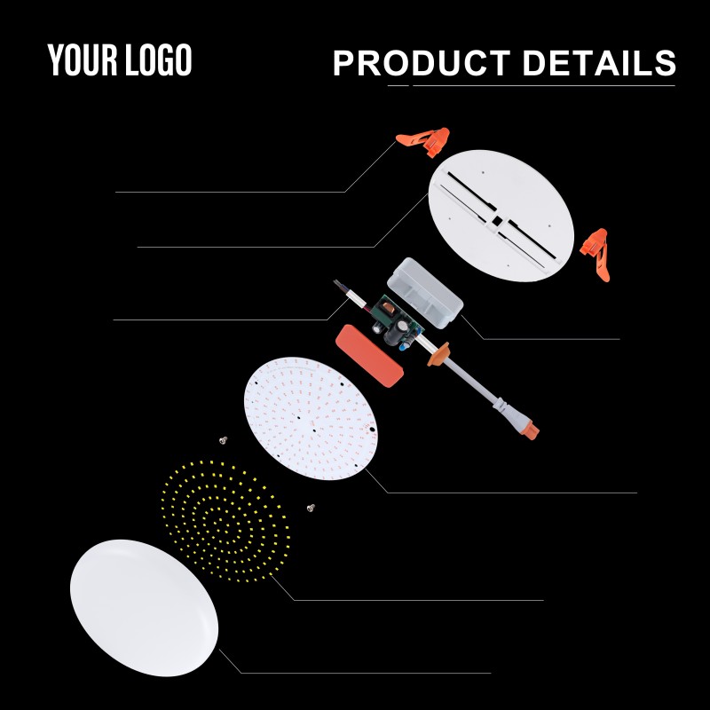 36W Recessed LED Frameless Panel Light, Aluminium + PC, Iron + PP