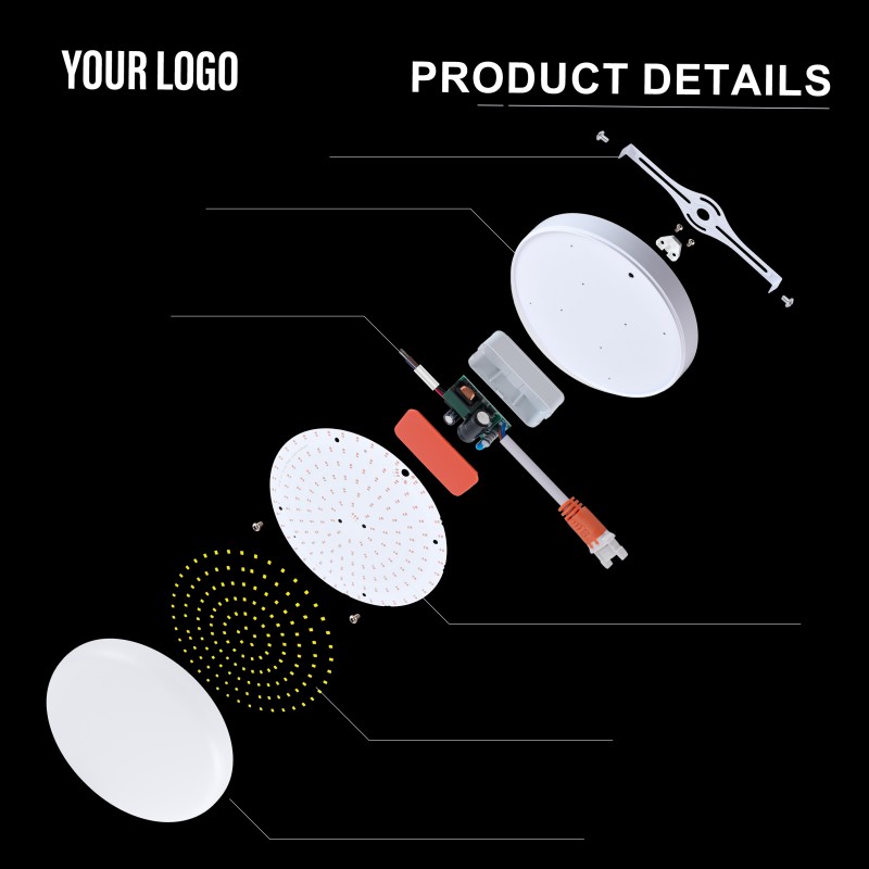 36W पृष्ठभाग LED फ्रेमलेस पॅनेल लाइट, ॲल्युमिनियम + पीसी, लोह + पीपी, पूर्ण प्रकाश
